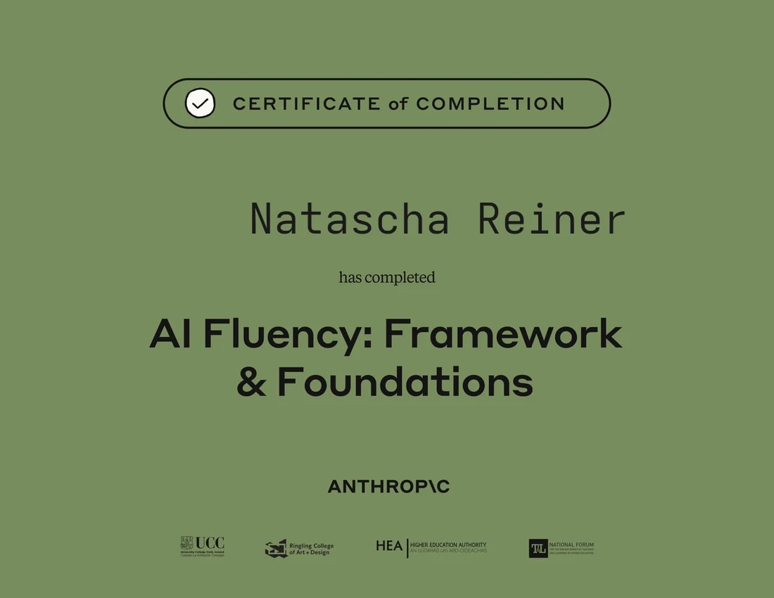 Zertifikat: AI Fluency: Framework & Foundations, Anthropic, für Natascha Reiner